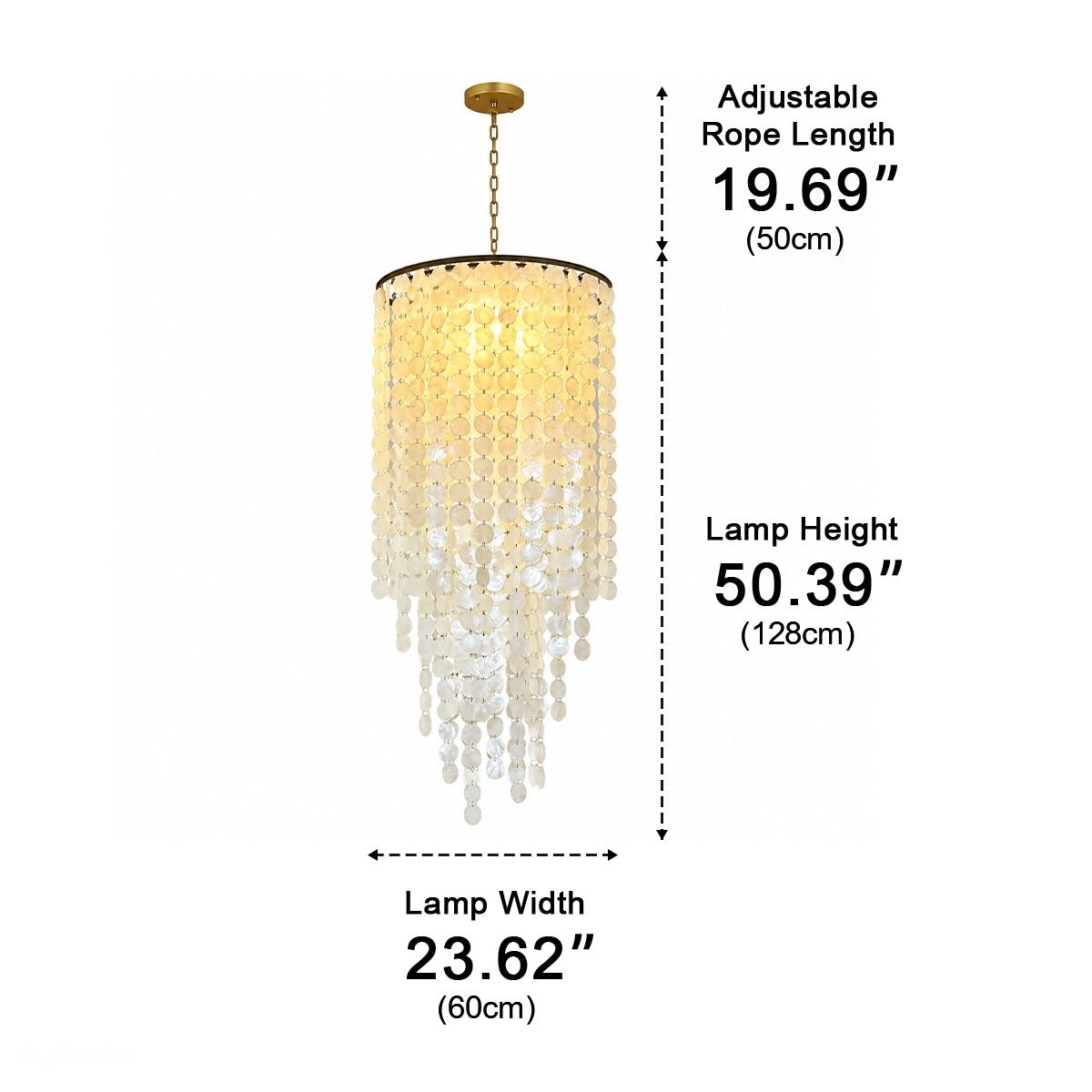 Riviera Shell Chandelier | Cascading LED Chandelier Light with Brass Frame