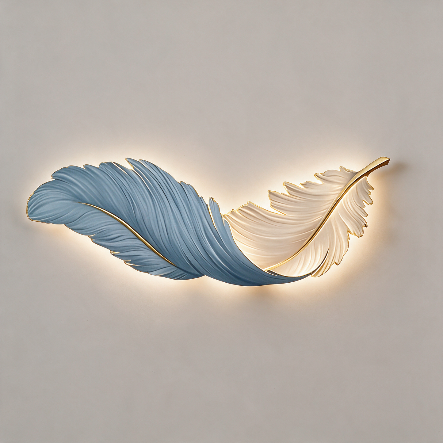 Plume feather LED wall lamp blue white colour