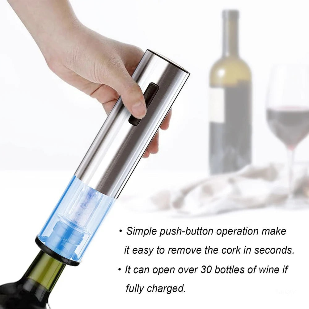 Rechargeable Electric Wine Opener Set | Automatic Corkscrew, Pourer & Vacuum Stopper