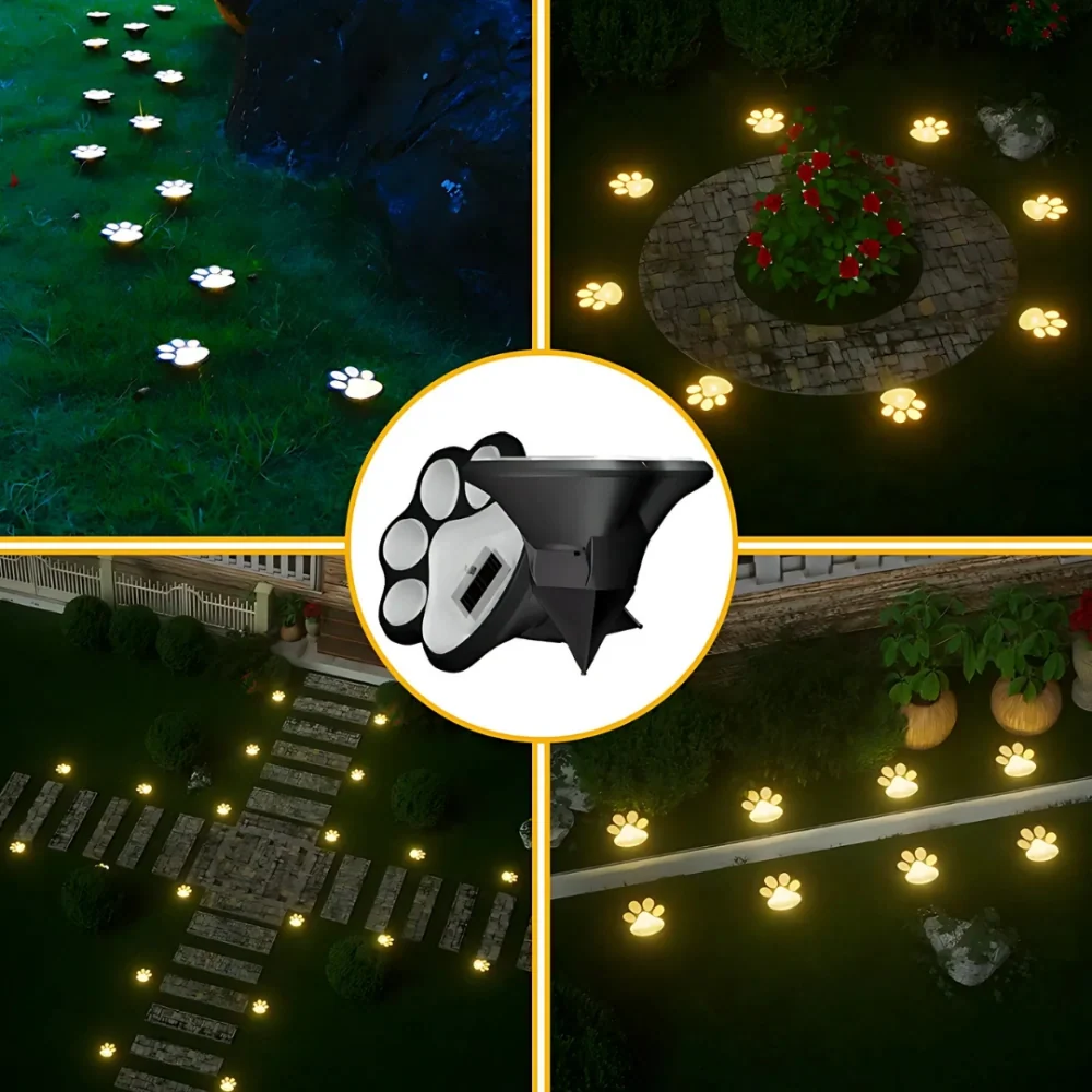PawGlow™ Solar Paw Print Garden Lights – Dusk Sensor Outdoor Décor Lights