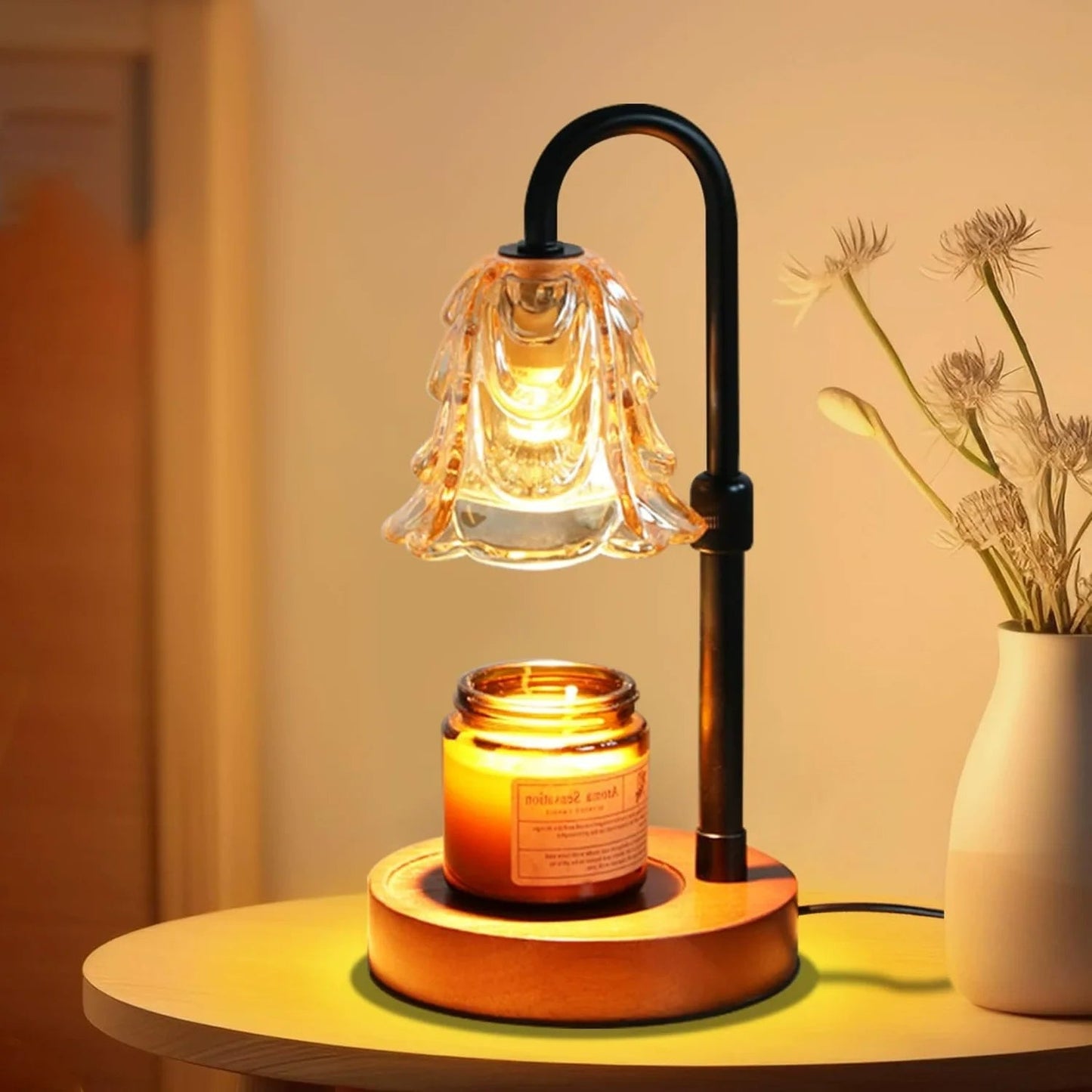 Flower Candle Warmer Lamp | Dimmable Flameless Wax Melt Light with Timer