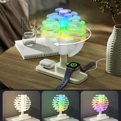 Spiral Tree Table Lamp | RGB Ambient Night Light with Wireless Charger