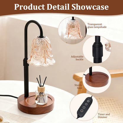 Flower Candle Warmer Lamp | Dimmable Flameless Wax Melt Light with Timer