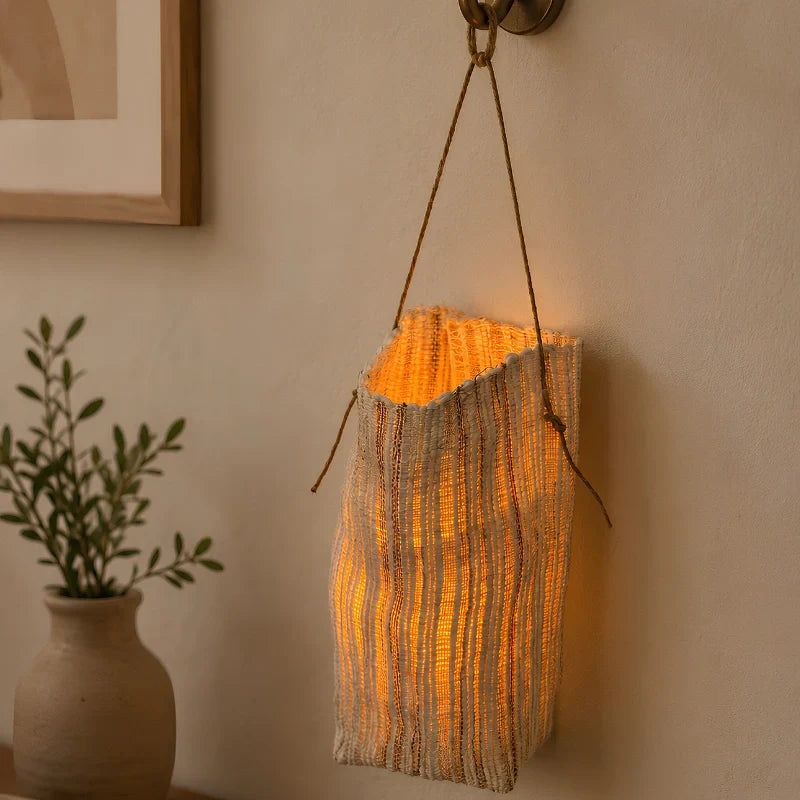 WovenGlow™ Handwoven Flameless Candle Lantern – Battery LED Table Light