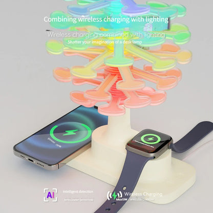 Spiral Tree Table Lamp | RGB Ambient Night Light with Wireless Charger