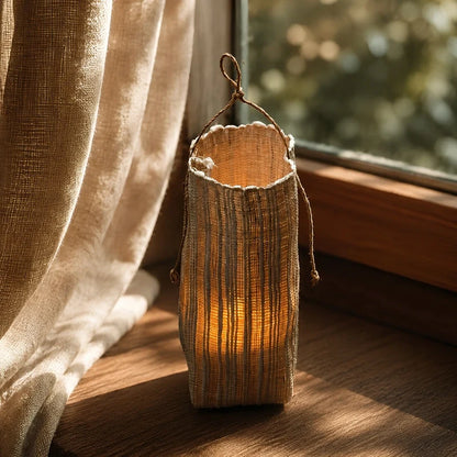 WovenGlow™ Handwoven Flameless Candle Lantern – Battery LED Table Light