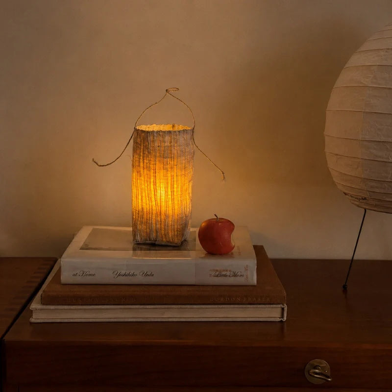 WovenGlow™ Handwoven Flameless Candle Lantern – Battery LED Table Light