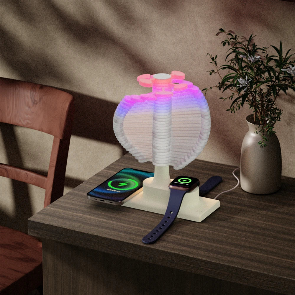 Spiral Tree Table Lamp | RGB Ambient Night Light with Wireless Charger