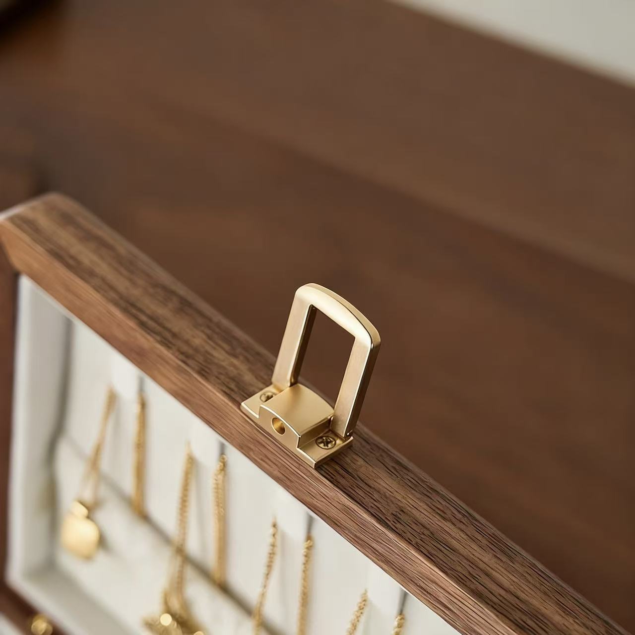 Amélie Walnut Two-Tier Jewellery Box | Velvet-Lined Storage with Smooth Rounded Edges