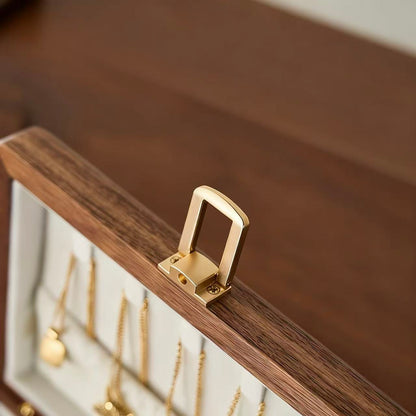 Amélie Walnut Two-Tier Jewellery Box | Velvet-Lined Storage with Smooth Rounded Edges