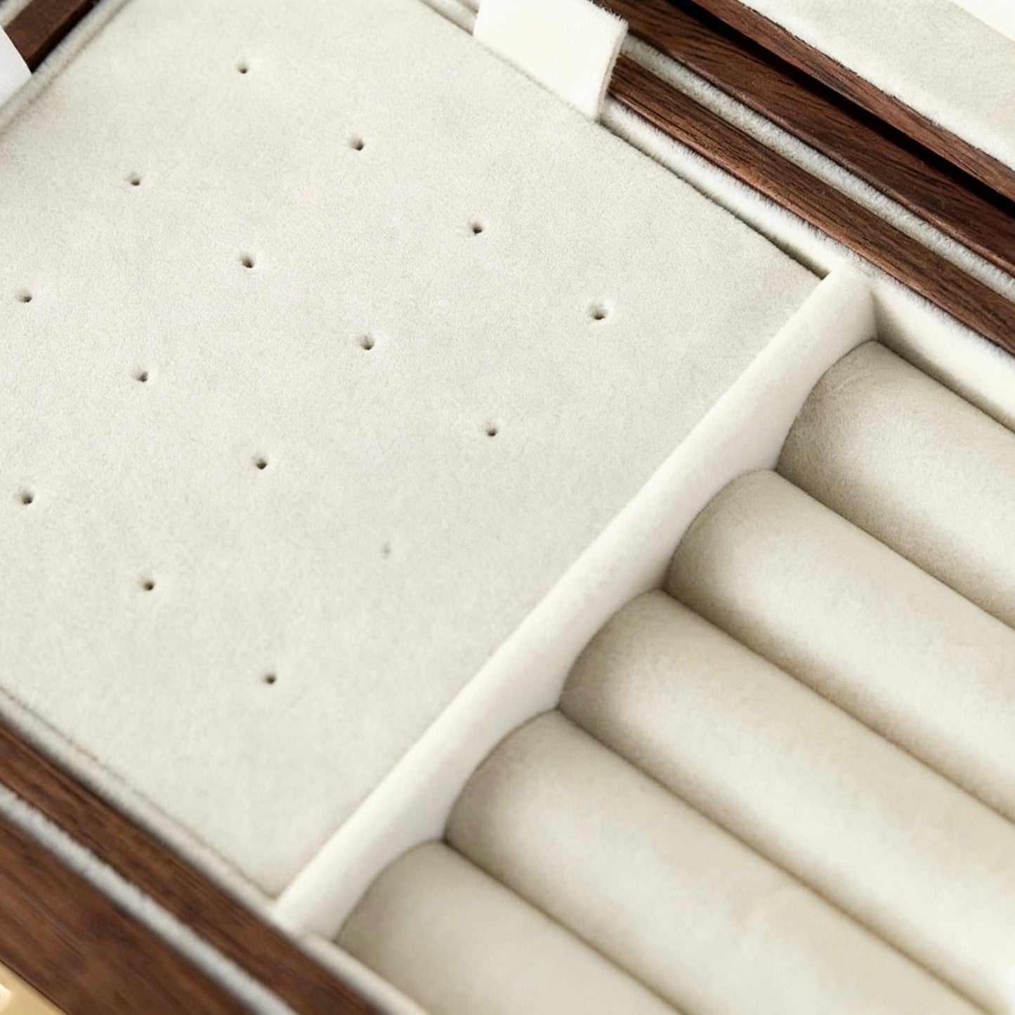 Amélie Walnut Two-Tier Jewellery Box | Velvet-Lined Storage with Smooth Rounded Edges