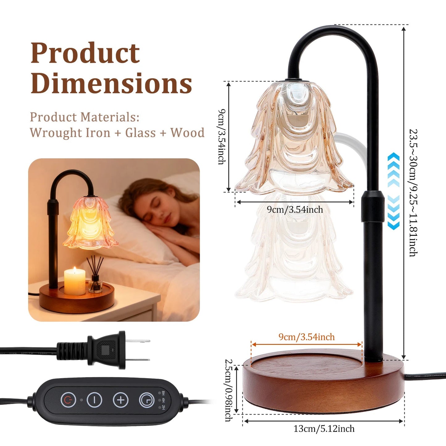 Flower Candle Warmer Lamp | Dimmable Flameless Wax Melt Light with Timer
