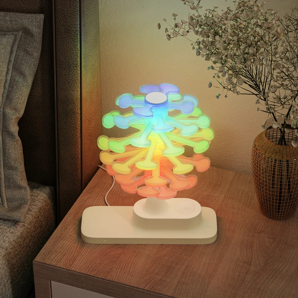 Spiral Tree Table Lamp | RGB Ambient Night Light with Wireless Charger