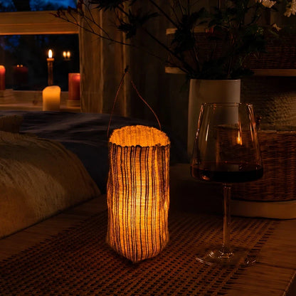 WovenGlow™ Handwoven Flameless Candle Lantern – Battery LED Table Light