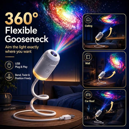 Orion Magical Galaxy Projector | Flexible Neck Night Light with Swappable Slides