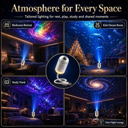 Orion Magical Galaxy Projector | Flexible Neck Night Light with Swappable Slides