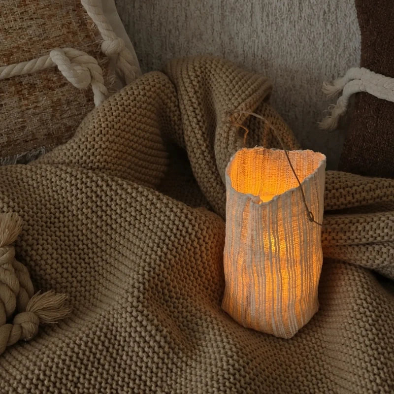 WovenGlow™ Handwoven Flameless Candle Lantern – Battery LED Table Light