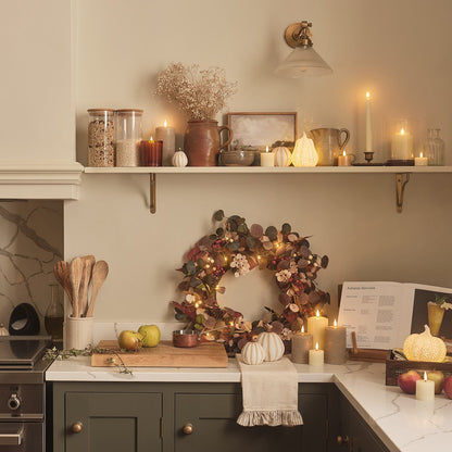 Pre-Lit Berry Harvest Autumn Wreath & Garland Set | Battery LED Faux Foliage