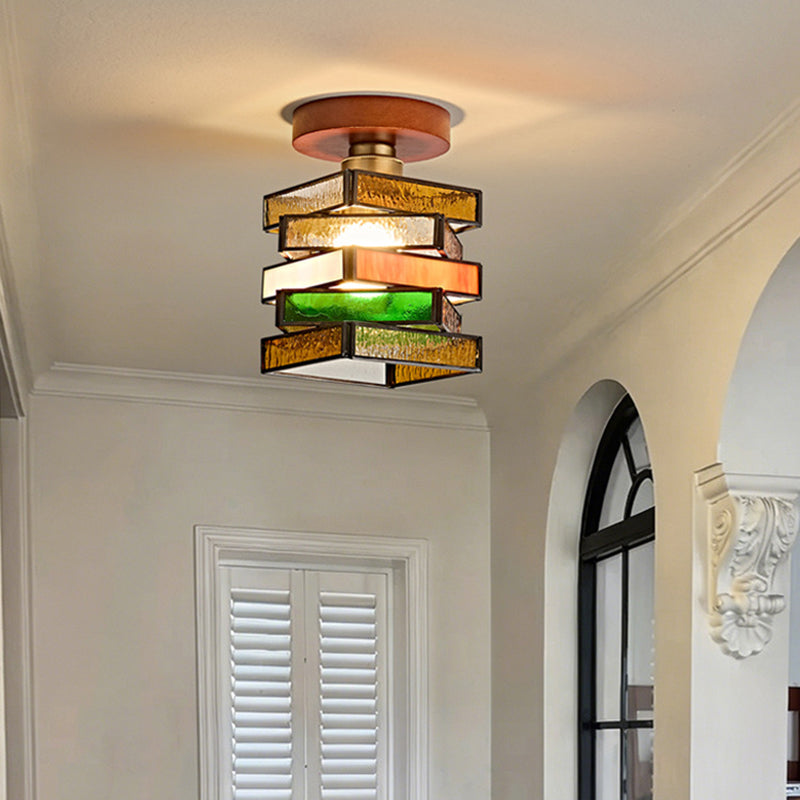 Marlow Tiffany Ceiling Light — stained glass semi flush light (10)
