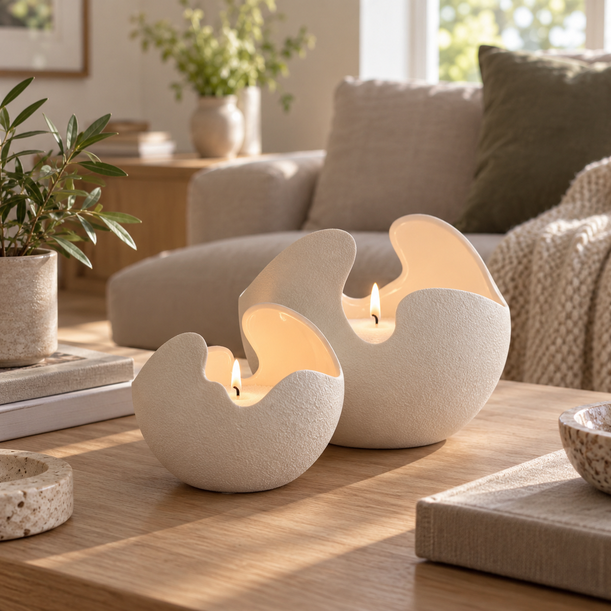 Dune Ceramic Candle Holder — beige ceramic vase for candle sand (9)