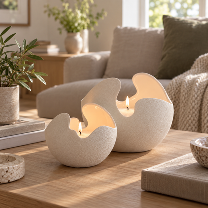 Dune Ceramic Candle Holder — beige ceramic vase for candle sand (9)
