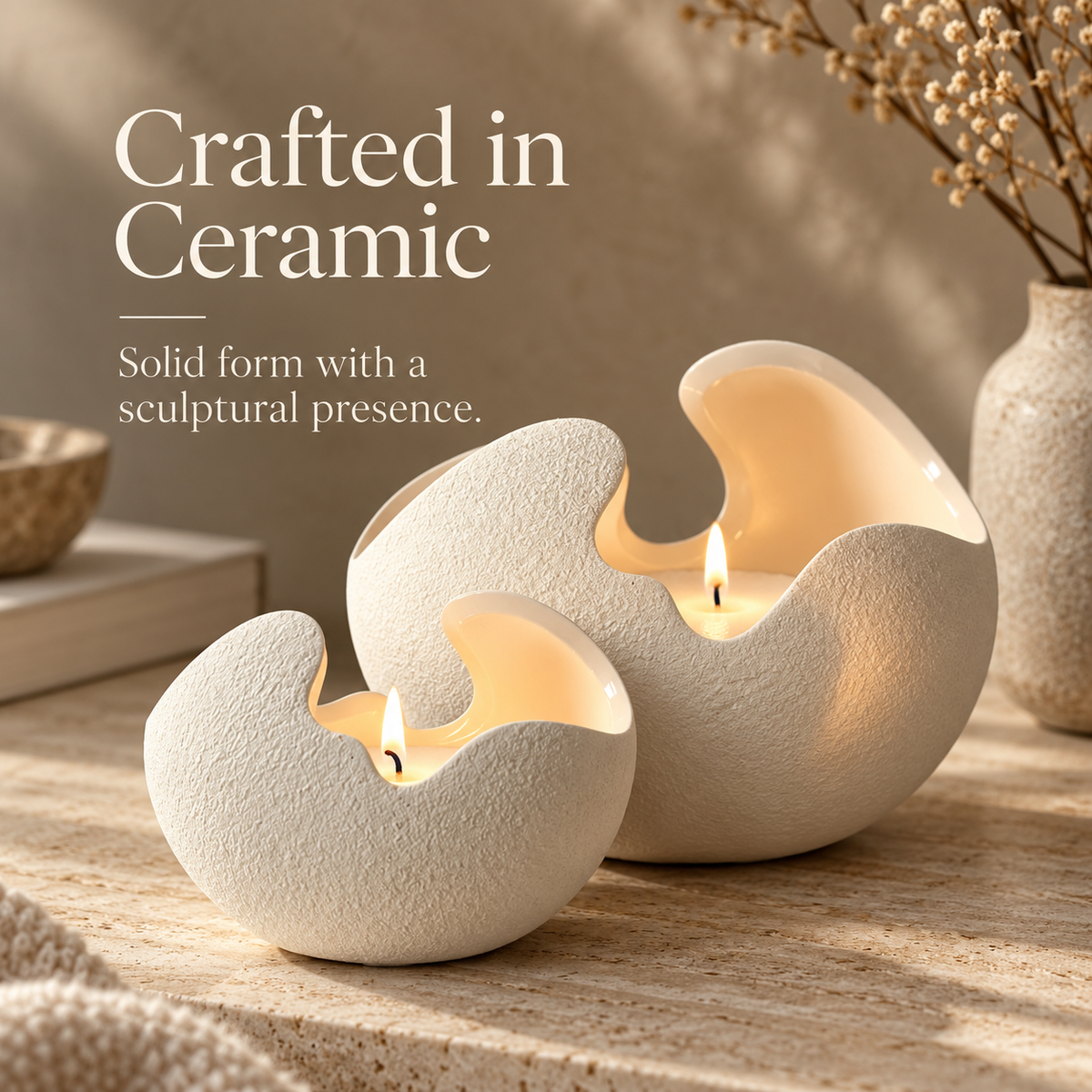 Dune Ceramic Candle Holder — sculptural candle holder