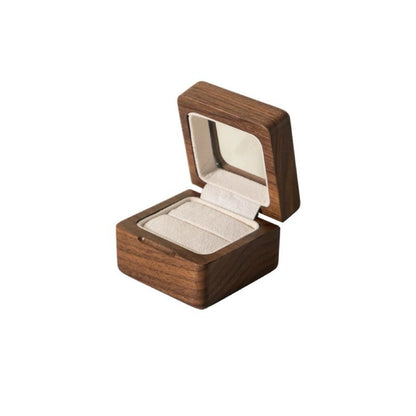 Lomi Wooden Ring Box | Walnut or Cherry Wood Case with Velvet Lining, Single or Pair