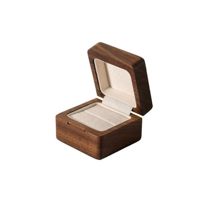 Lomi Wooden Ring Box | Walnut or Cherry Wood Case with Velvet Lining, Single or Pair
