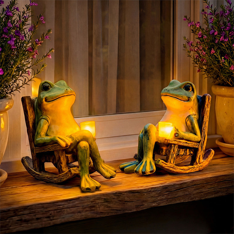 Fern Solar Garden Frog — glowing garden ornament