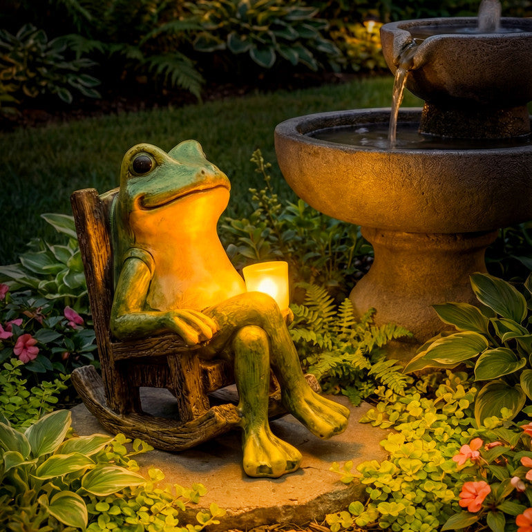 Fern Solar Garden Frog — solar garden ornament (5)
