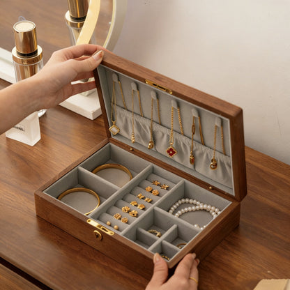 Maris Hand-Painted Walnut Jewellery Box | Floral & Butterfly Design with Divided Interior