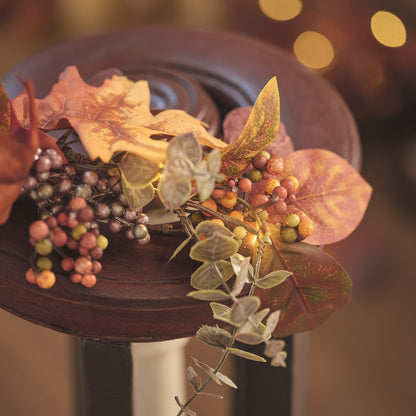 Pre-Lit Luxury Velvet Pumpkin Meadow Wreath & Garland | 100 Micro LED Autumn Décor