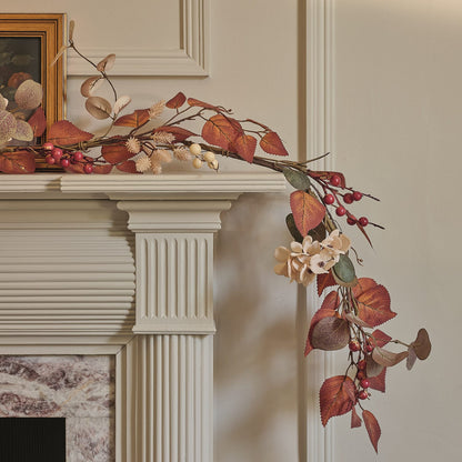 Pre-Lit Berry Harvest Autumn Wreath & Garland Set | Battery LED Faux Foliage