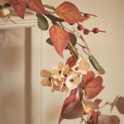 Pre-Lit Berry Harvest Autumn Wreath & Garland Set | Battery LED Faux Foliage