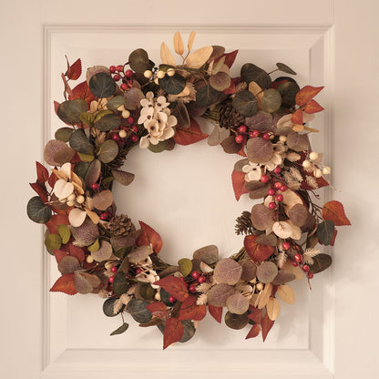 Pre-Lit Berry Harvest Autumn Wreath & Garland Set | Battery LED Faux Foliage