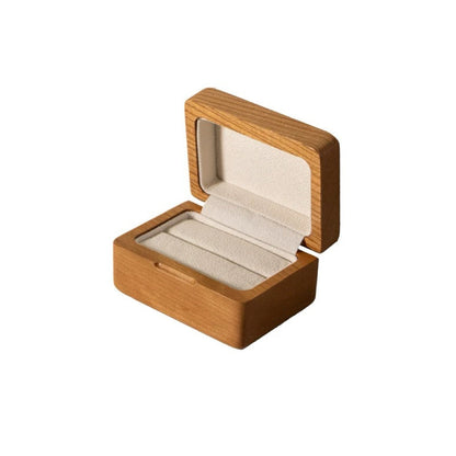 Lomi Wooden Ring Box | Walnut or Cherry Wood Case with Velvet Lining, Single or Pair