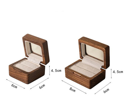 Lomi Wooden Ring Box | Walnut or Cherry Wood Case with Velvet Lining, Single or Pair