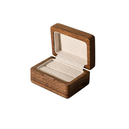Lomi Wooden Ring Box | Walnut or Cherry Wood Case with Velvet Lining, Single or Pair