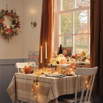 Pre-Lit Pumpkin Lane Autumn Wreath & Garland Set | 40 LED Faux Foliage Décor