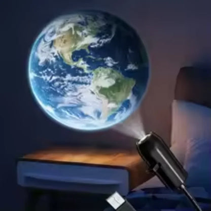 Moon & Earth Projection Night Light | USB Ambient Lamp for Kids' Bedroom