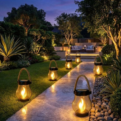Flicker Flame Solar Lantern | Cordless Outdoor LED Lantern with Realistic Flame Effect
