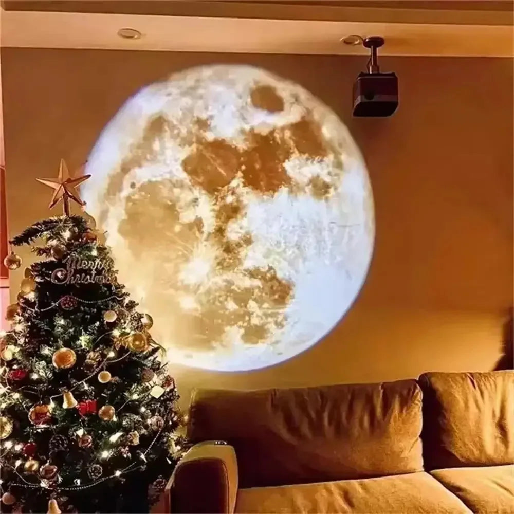 Moon & Earth Projection Night Light | USB Ambient Lamp for Kids' Bedroom
