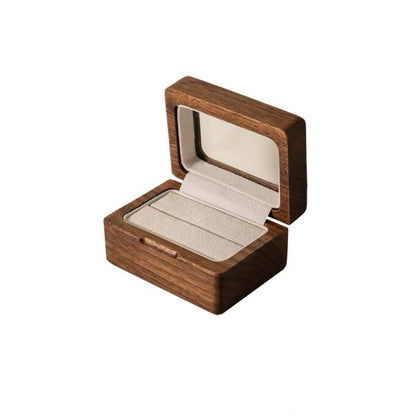 Lomi Wooden Ring Box | Walnut or Cherry Wood Case with Velvet Lining, Single or Pair