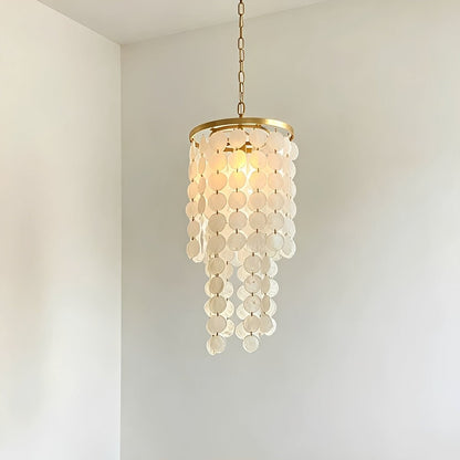 Riviera Shell Chandelier | Cascading LED Chandelier Light with Brass Frame
