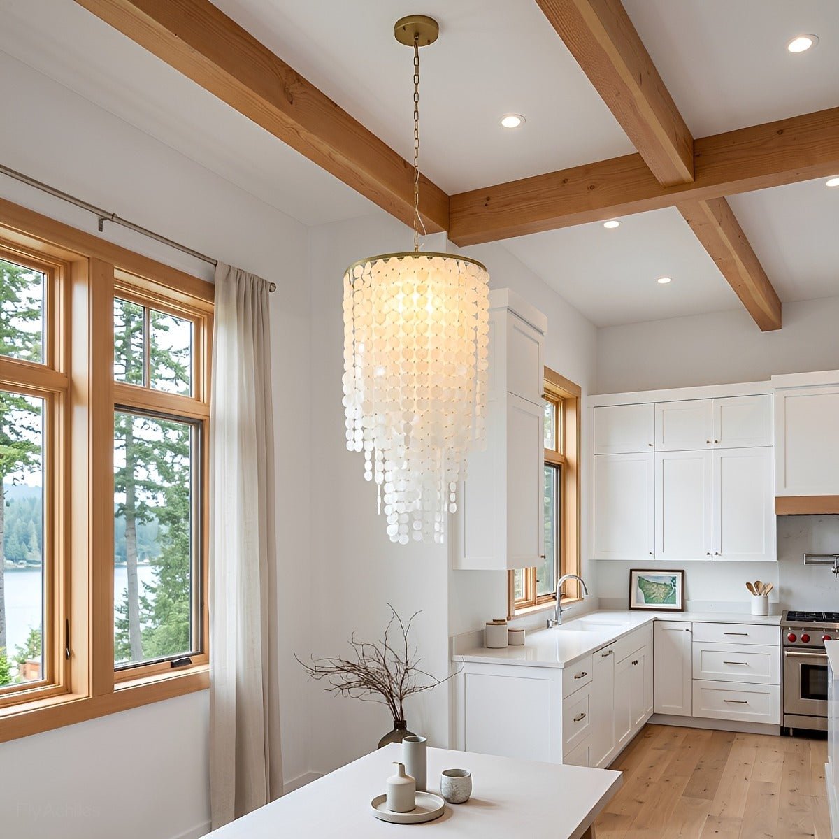 Riviera Shell Chandelier — brass chandelier light