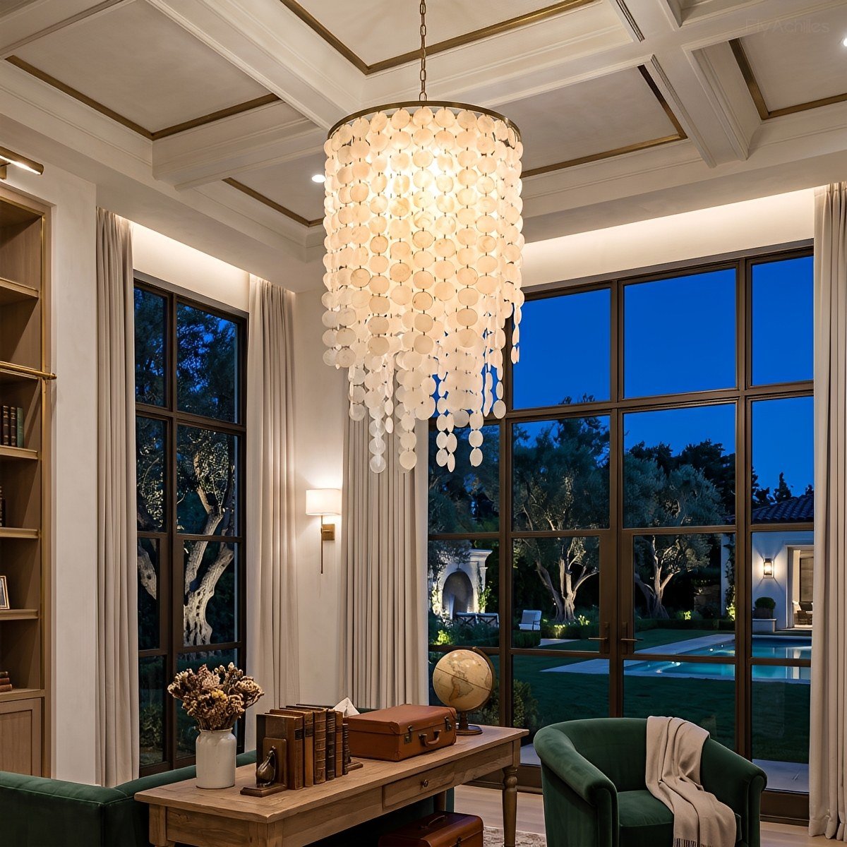 Riviera Shell Chandelier — brass chandelier light (8)