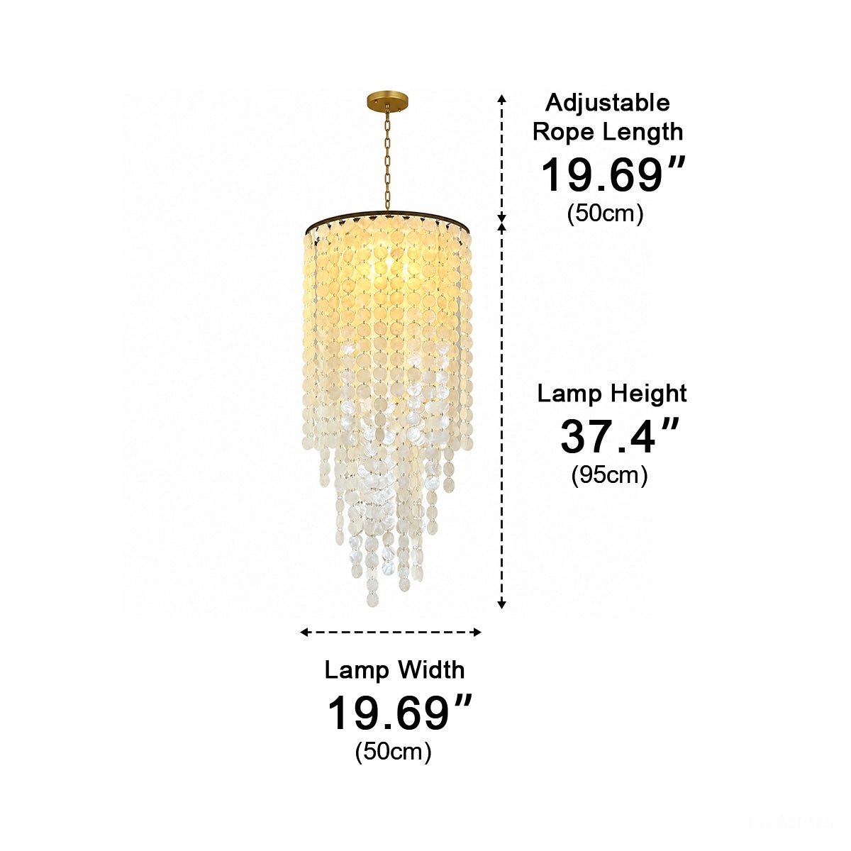Riviera Shell Chandelier | Cascading LED Chandelier Light with Brass Frame