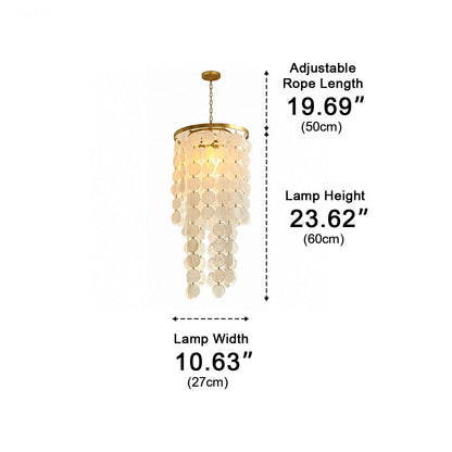 Riviera Shell Chandelier | Cascading LED Chandelier Light with Brass Frame