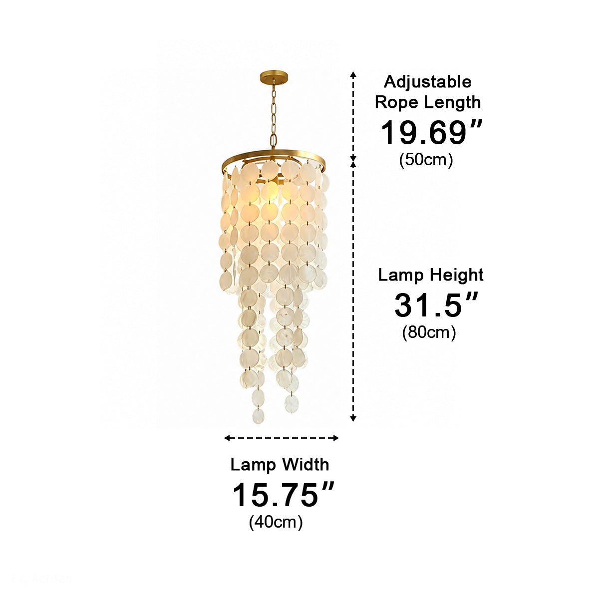 Riviera Shell Chandelier | Cascading LED Chandelier Light with Brass Frame