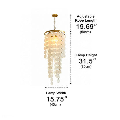 Riviera Shell Chandelier | Cascading LED Chandelier Light with Brass Frame